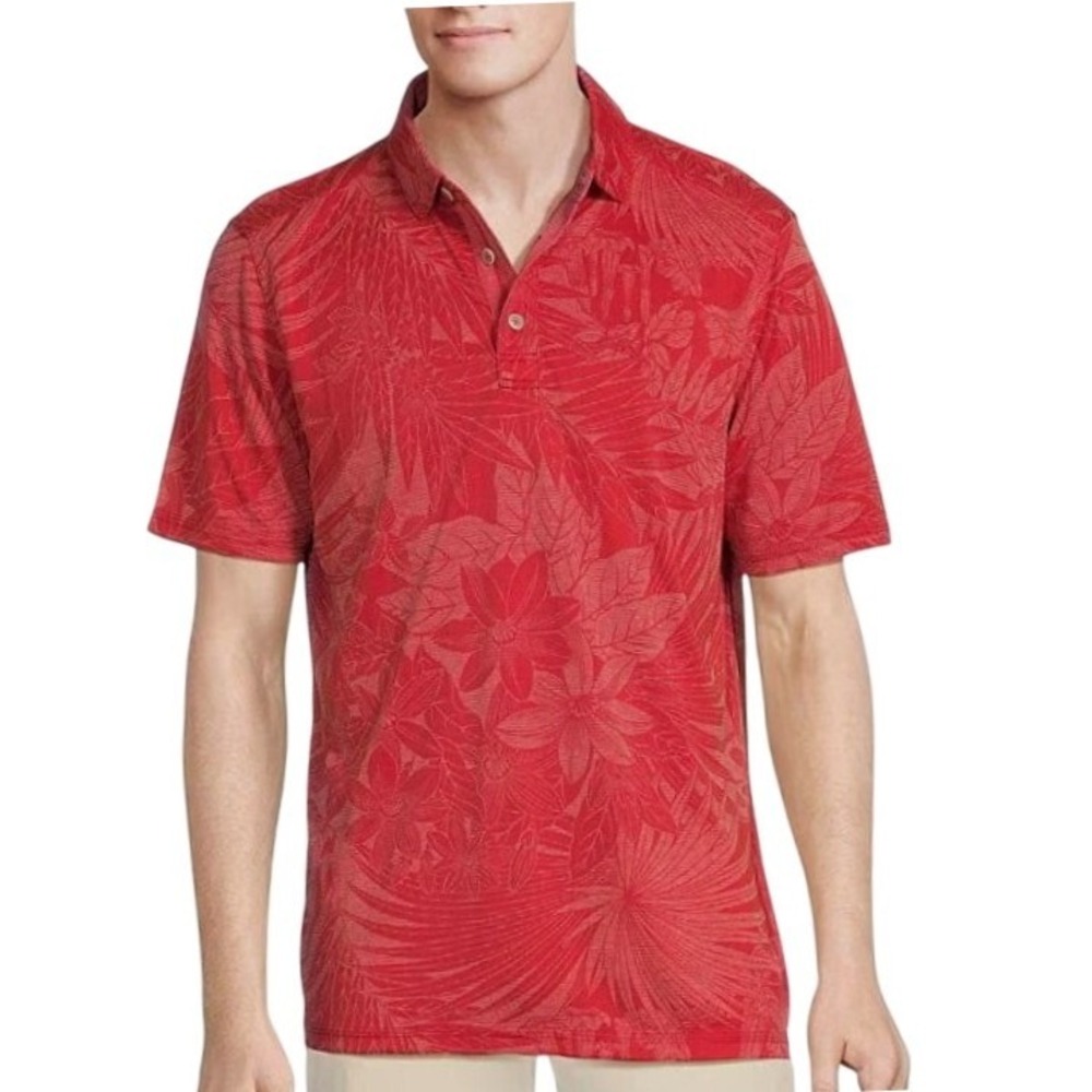 Tommy Bahama Mens 3XLB Santiago Paradise Polo Wild Geranium Red Short Sleeve NWT